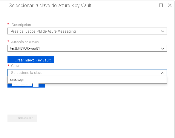 Selección de clave del almacén de claves