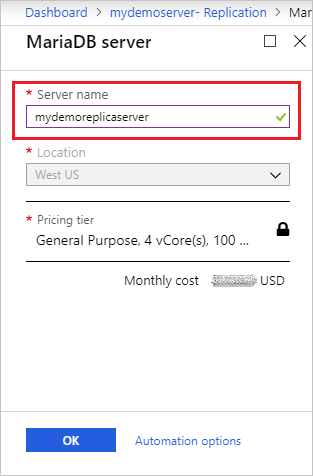 Azure Database for MariaDB: nombre de réplica