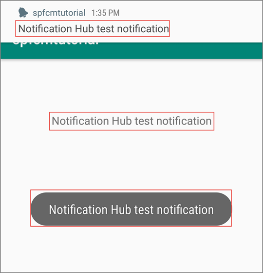 Mensaje de notificación en el dispositivo