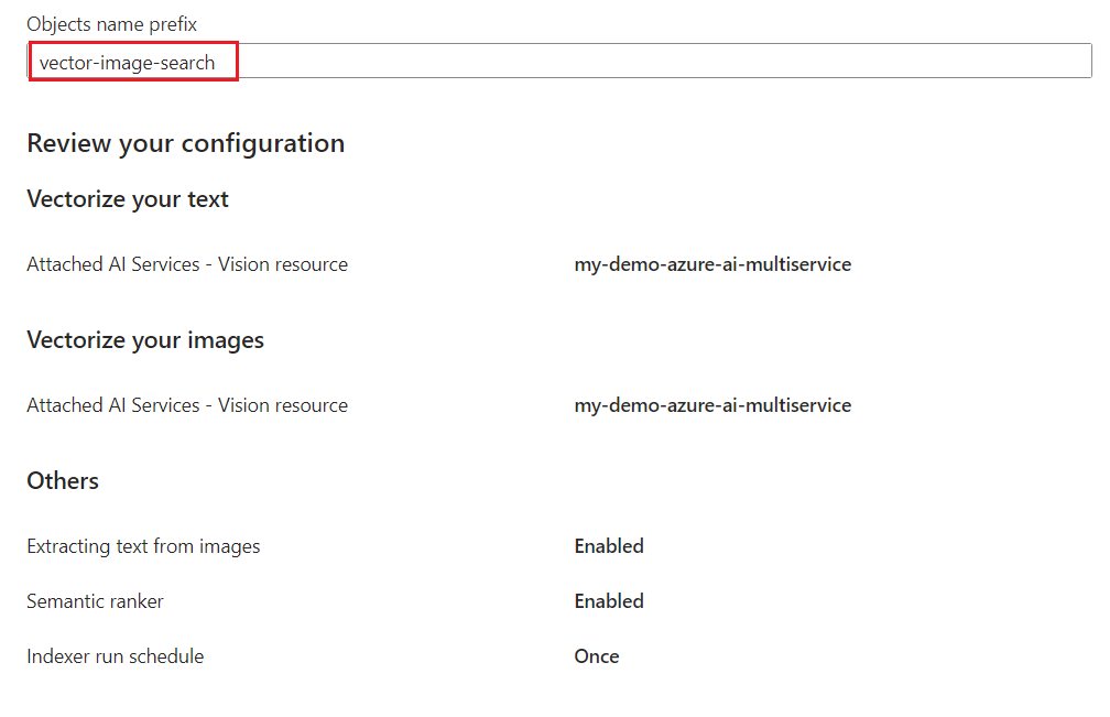 Captura de pantalla de la página del asistente para revisar y completar la configuración.