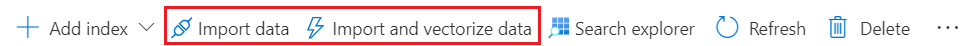 Captura de pantalla que muestra cómo abrir el asistente para la importación de datos en Azure Portal.