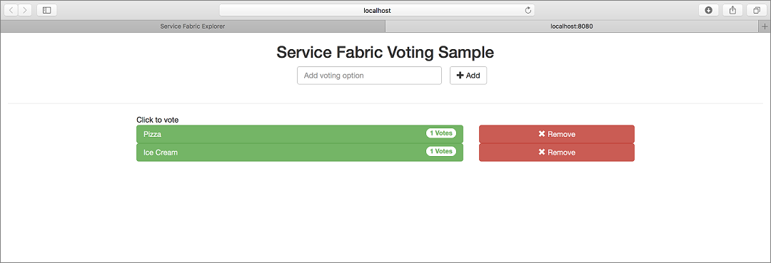 Ejemplo de votación de Service Fabric