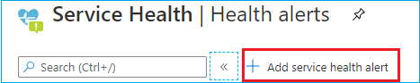 The "Create service health alert" command