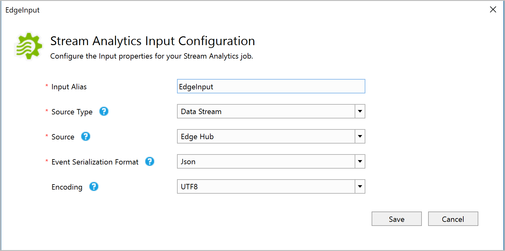 Configuración de la entrada del trabajo de Stream Analytics