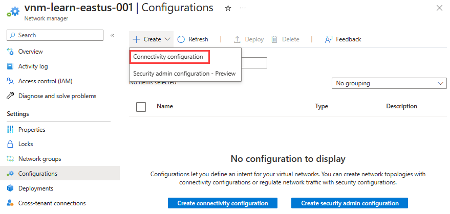 Captura de pantalla del menú desplegable de configuración.