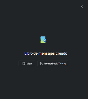 Captura de pantalla del mensaje de creación correcta de la secuencia de indicaciones.