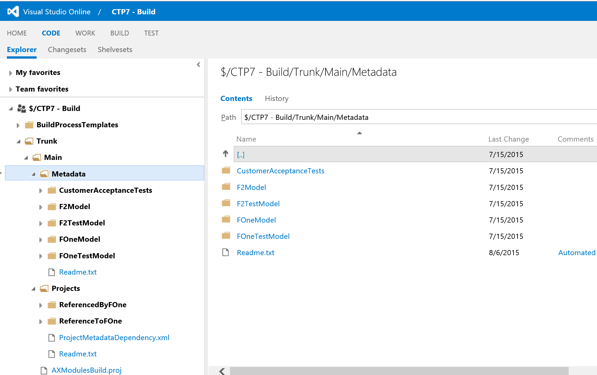 Azure DevOps folder structure.