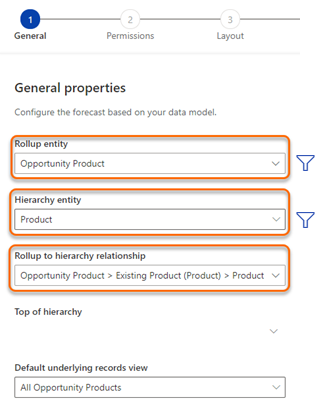 Configure las propiedades generales para el pronóstico.