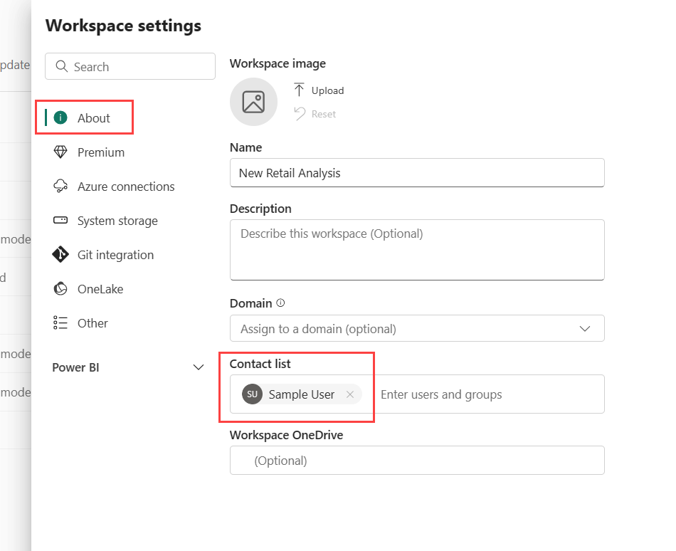 Captura de pantalla de las opciones de configuración de la lista de contactos.