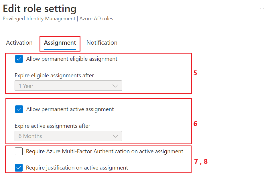 Configuración de asignación de roles de PIM en el Centro de administración de Microsoft Entra.