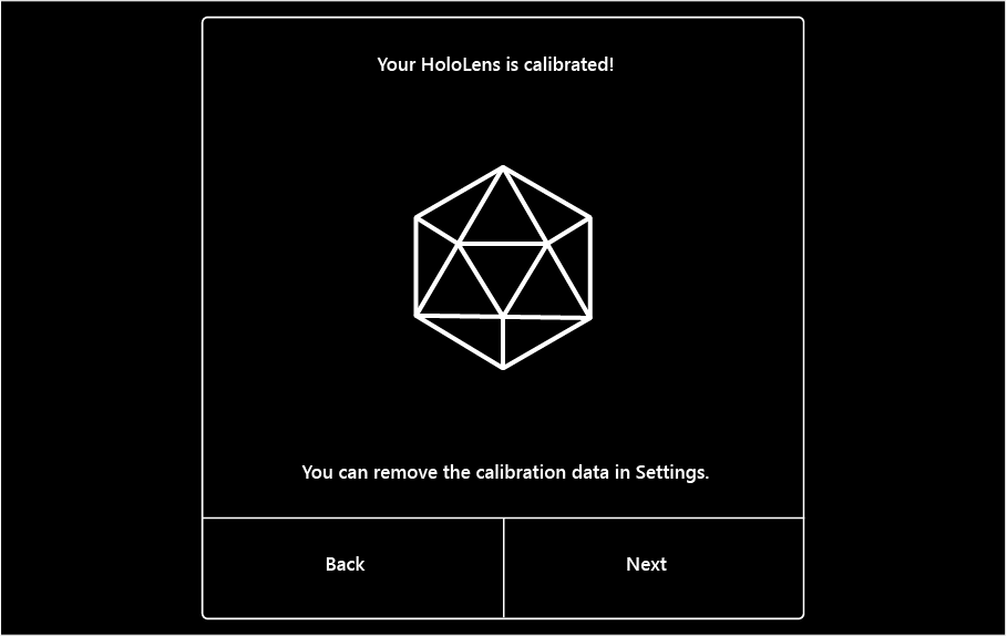 Mensaje de la calibración que indica que la calibración se ha realizado correctamente.