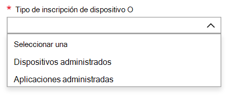 Tipo de inscripción de dispositivo