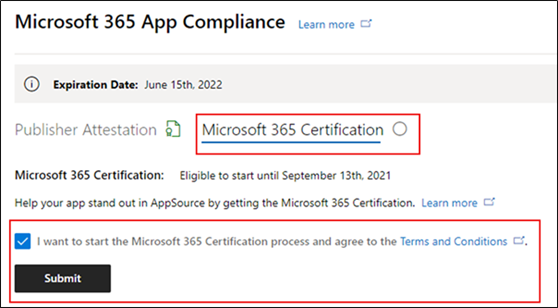 Inicio de la certificación de aplicaciones M365