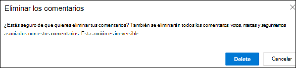 Captura de pantalla: opción para eliminar comentarios