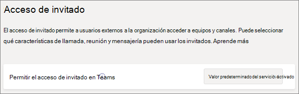 Captura de pantalla de la opción de acceso de invitados de Teams.