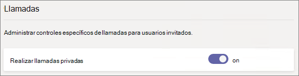 Captura de pantalla de las opciones de llamada de invitados de Teams.