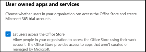 Permitir que el usuario acceda a la configuración de la tienda office