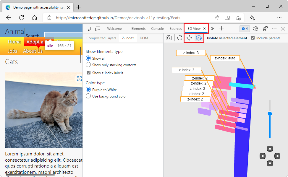 Controles de interfaz de usuario y cámara actualizados en la vista 3D