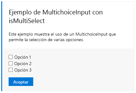 Una entrada de selección múltiple de ejemplo