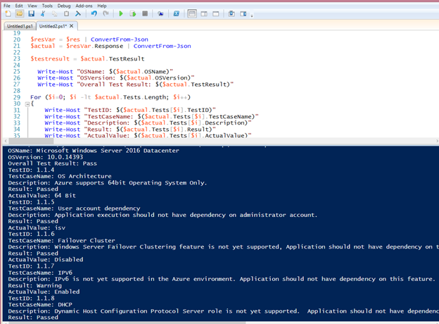 Detalles de los resultados de la prueba en formato JSON.