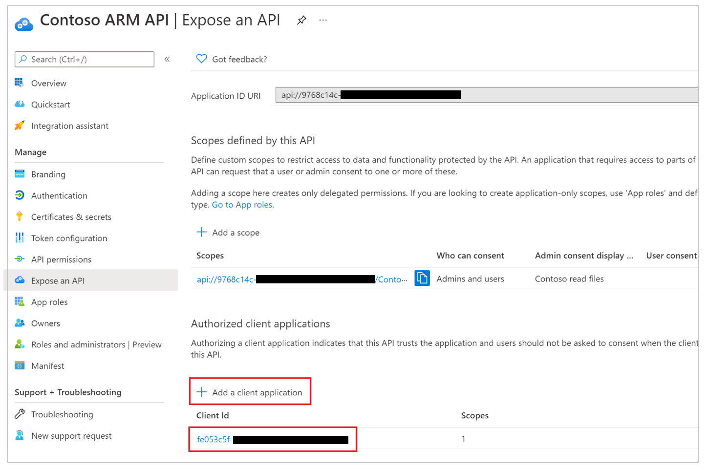 Preautorizar las conexiones de la API de Azure a la API 1 personalizada