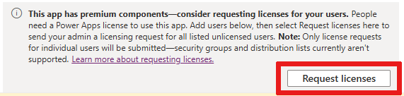 Solicitar licencias de Power Apps para los usuarios.