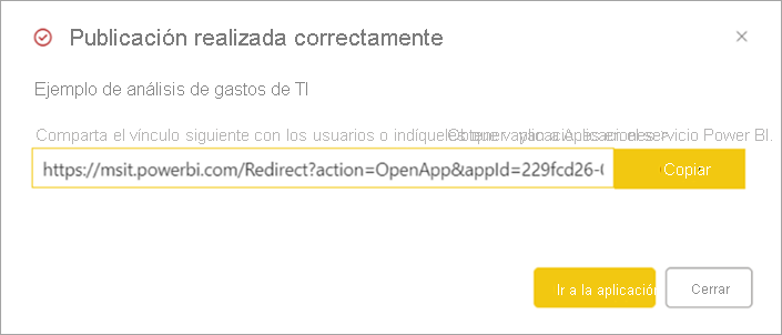 Captura de pantalla de aplicación publicada correctamente.