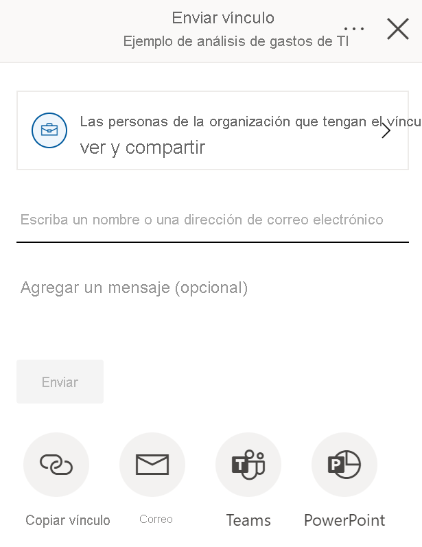 Cuadro de diálogo Compartir vínculo.