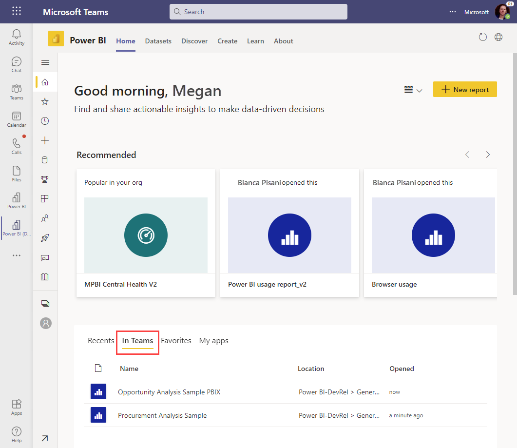 Screenshot that shows how to view all the tabs you use in Microsoft Teams.