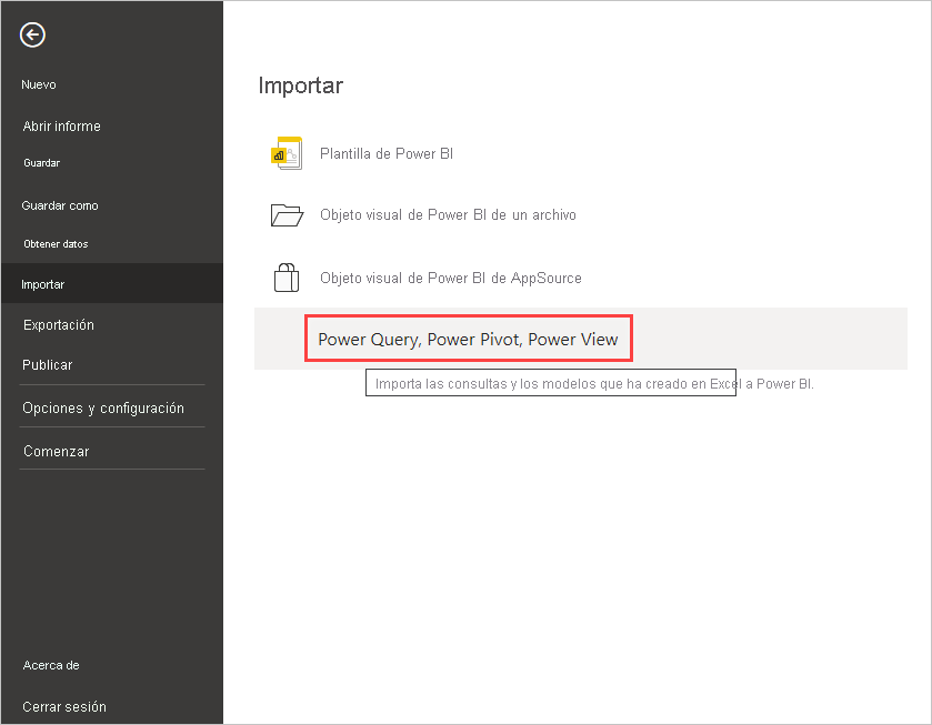 Screenshot that shows the Import Excel workbook feature.