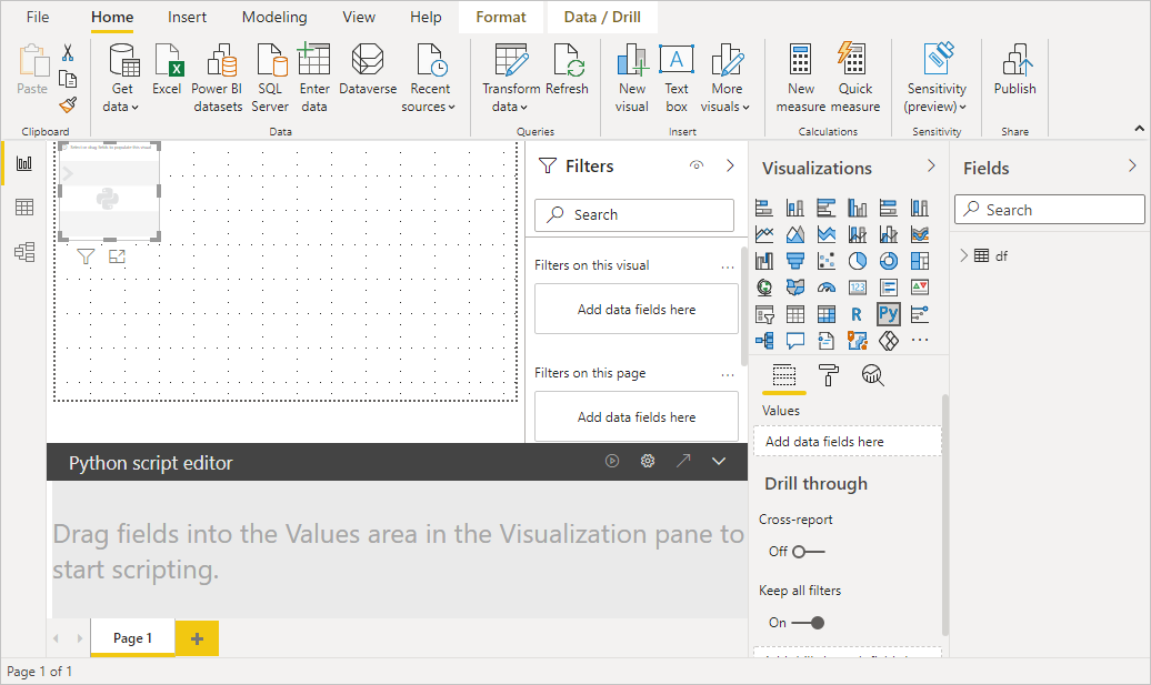 Screenshot that shows the Python script editor.