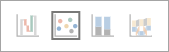 Captura de pantalla que muestra los iconos de gráfico de una información con el icono de gráfico de dispersión seleccionado.