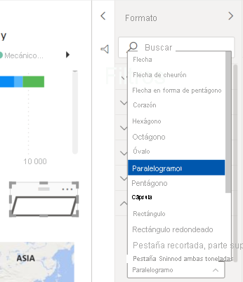 Screenshot showing how to customize the shape of an arrow button to a parallelogram.