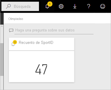 Screenshot of the Notification icon and alert in Power BI service notification center.