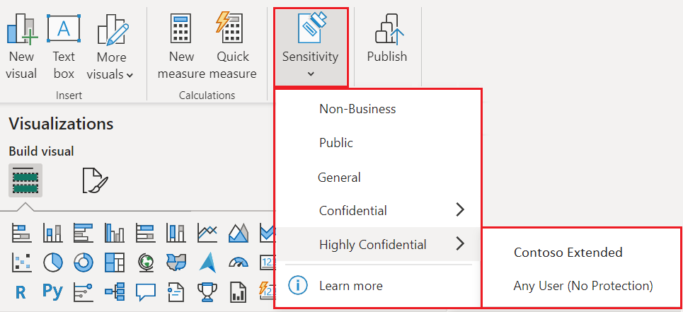 Captura de pantalla en la que se muestra cómo establecer la etiqueta de confidencialidad de un archivo en Power BI Desktop.