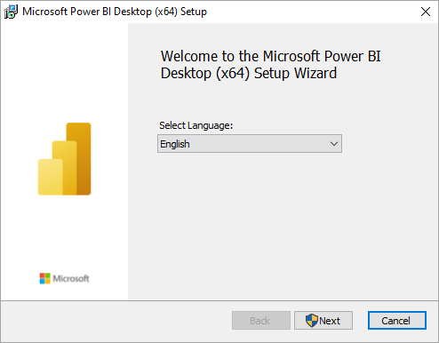 Screenshot of Power BI Desktop installation showing the setup wizard.