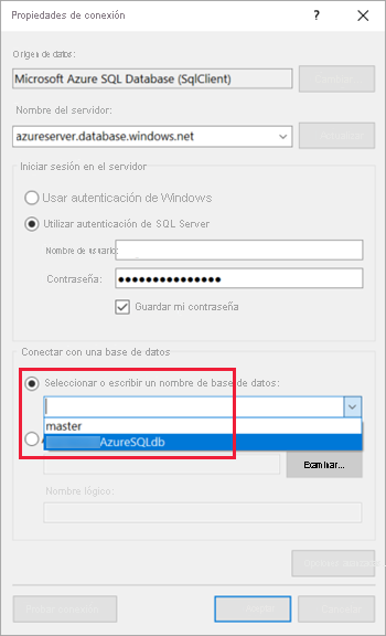 Screenshot showing Data source connection properties.