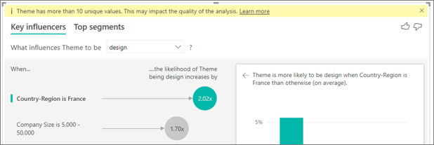 Screenshot that shows more than 10 unique factors warning.