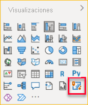 Captura de pantalla que muestra el icono de mapas de ArcGIS en el panel Visualizaciones.