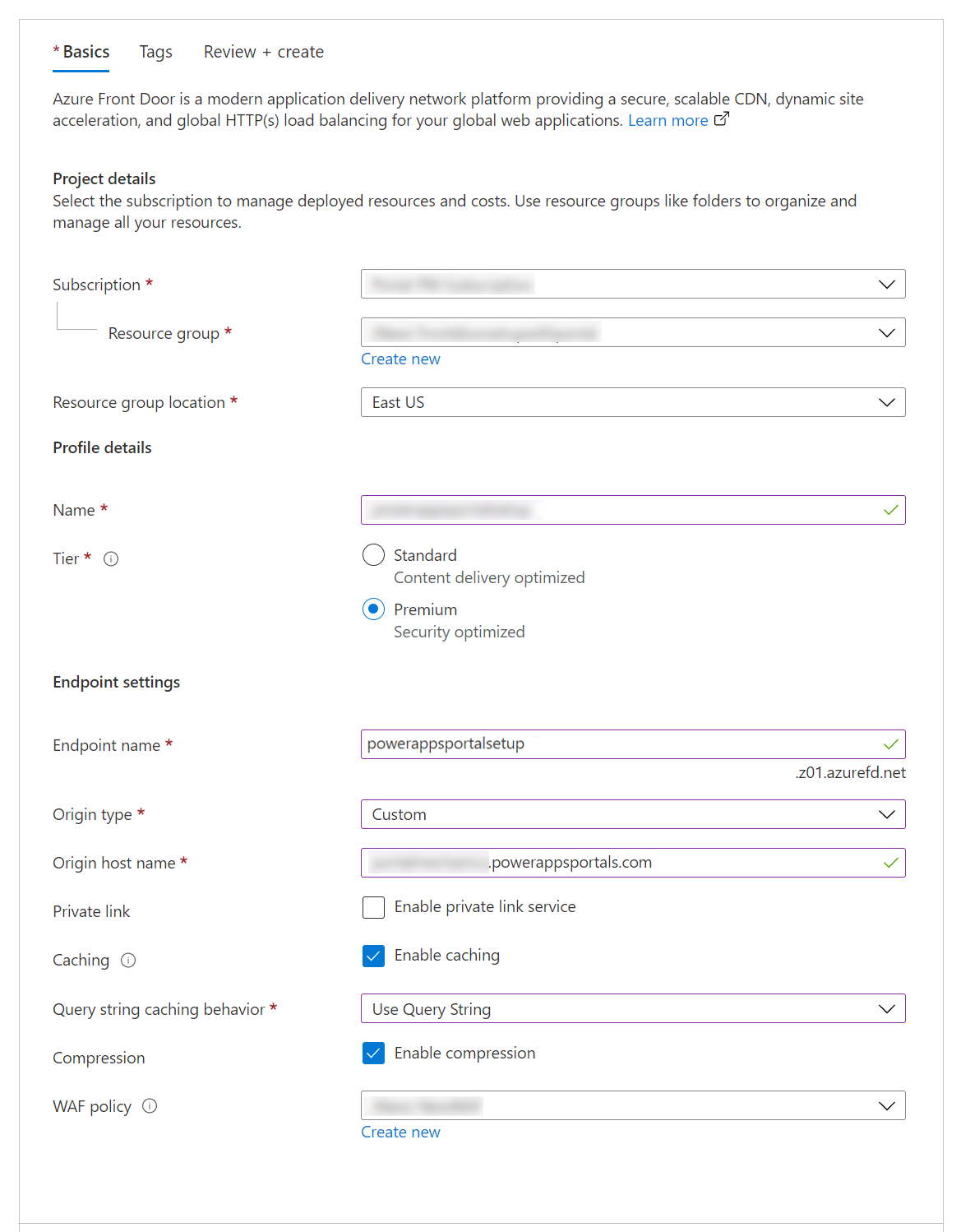 Crear el Azure Front Door y la configuración.