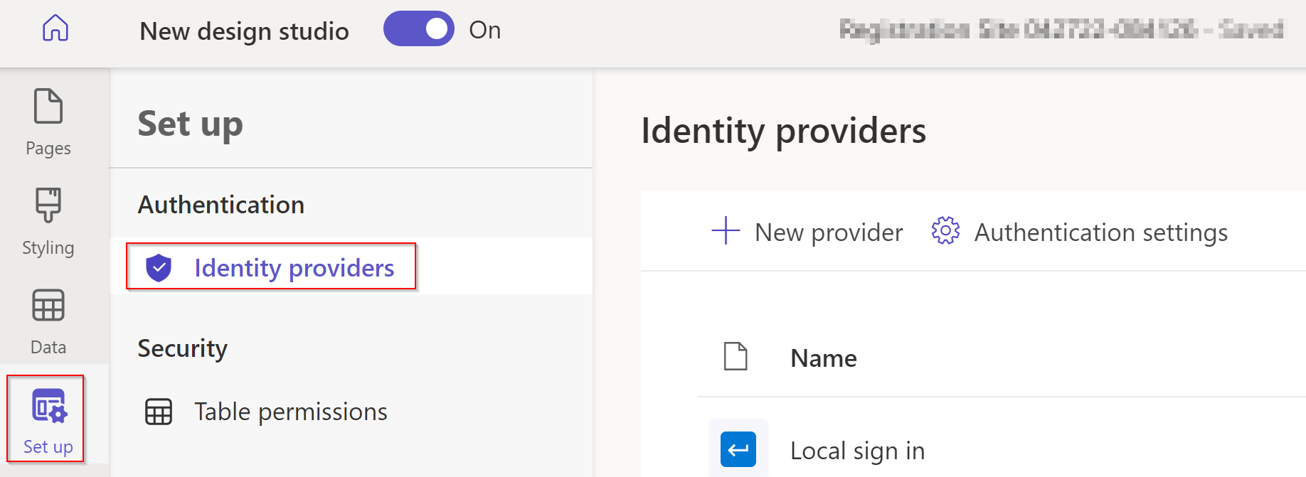 Elija un proveedor de identidad en el menú Configuración.