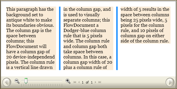 Captura de pantalla: FlowDocument dentro de columna