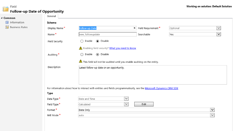 Fecha de seguimiento sobre una oportunidad en Dynamics CRM