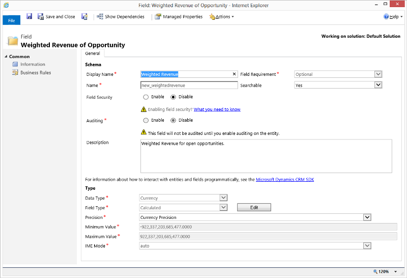 Ingresos ponderados de oportunidad en Dynamics CRM