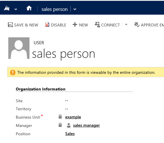 Registro de usuario de vendedor en Dynamics CRM