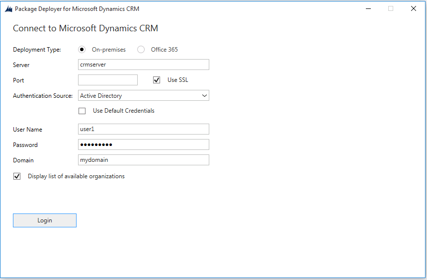 Inicio de sesión con detalles de autenticación de Dynamics 365