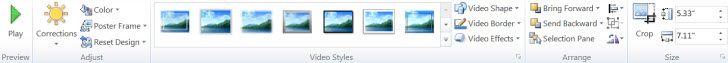 Video formatting options in PowerPoint 2010