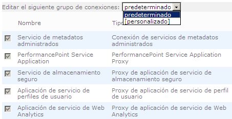 Elegir el grupo de servicio predeterminado o crear uno