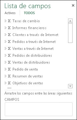 Lista de campos de Power View