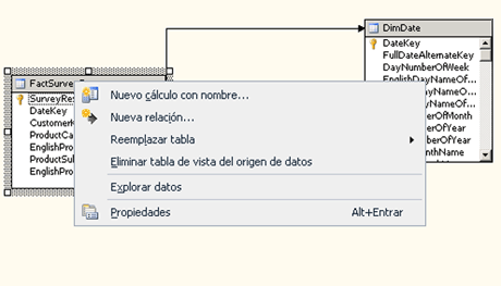 Captura de pantalla del espacio de trabajo de diagrama, menú contextual